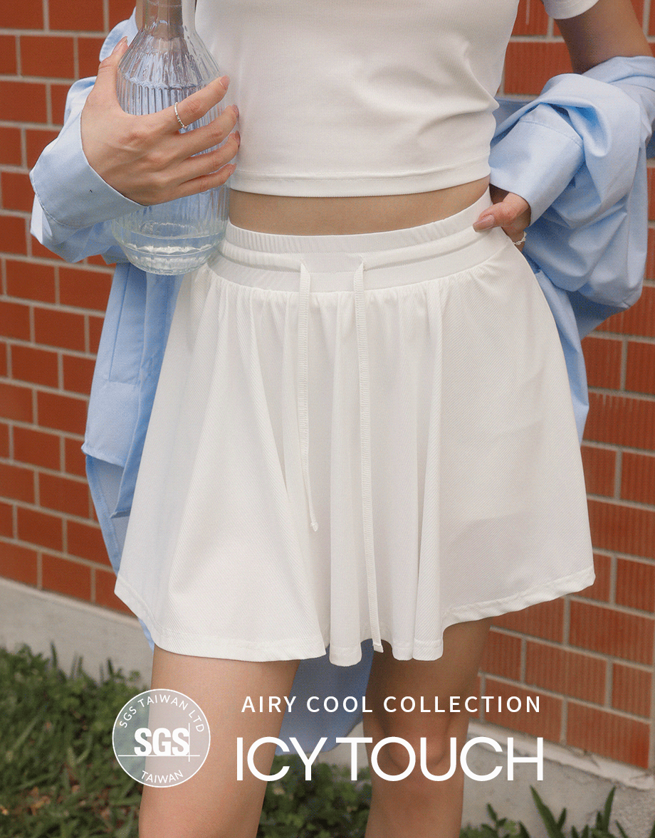 Cooling Fabric High Waist Flare Skort with Inner Shorts